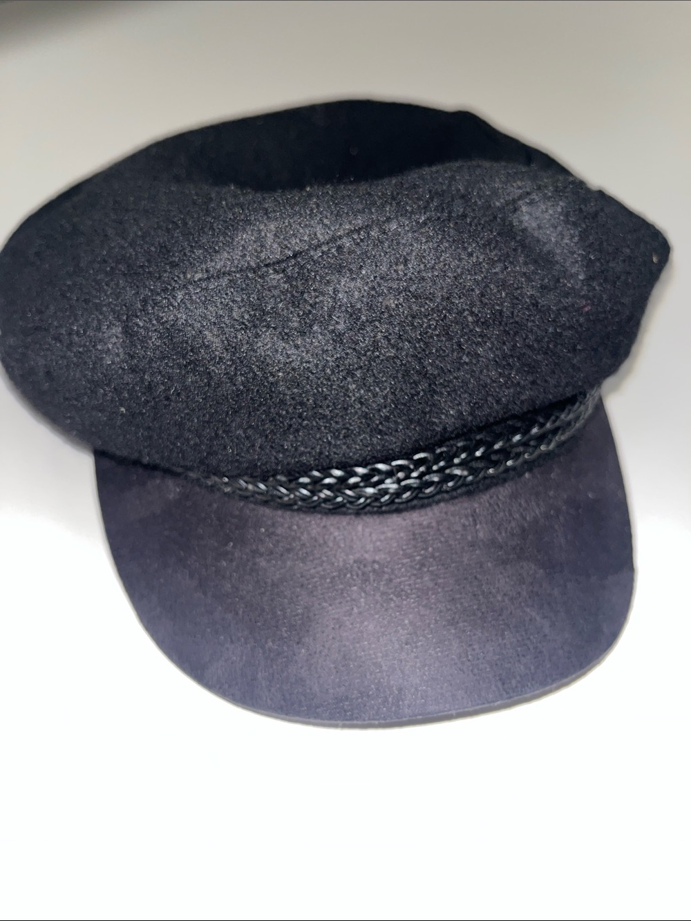 Target Women's Black Newsboy Cap with Braided Trim